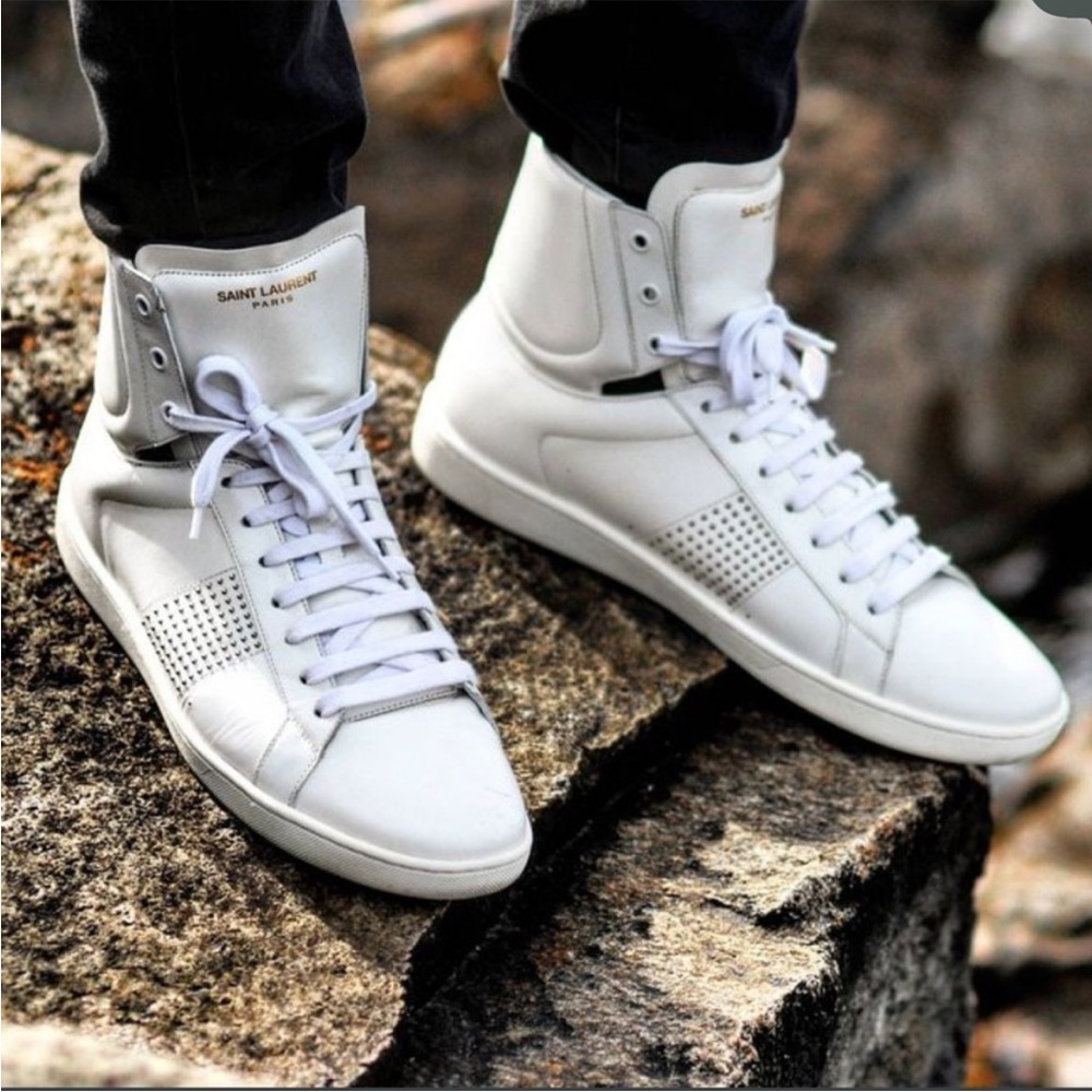 Saint Laurent Women's Checkerboard Distressed Hightop Sneakers main image 1